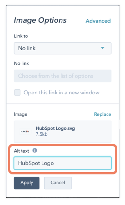 hubspot cms hub adding image alt text